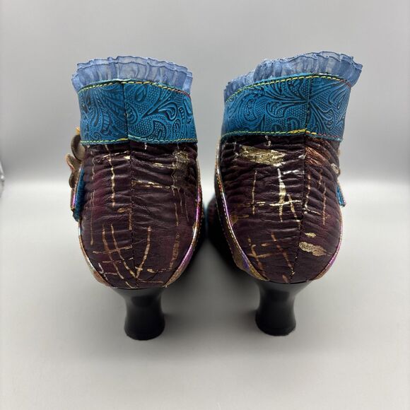 Colorful Ankle Boots with Floral Accent - Picture 4 of 11